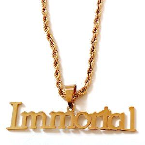Gold Plated Immortal Pendant Rope Chain Necklace